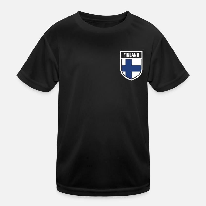 Finlande - Drapeau national dans les armoiries T-shirt sport Enfant