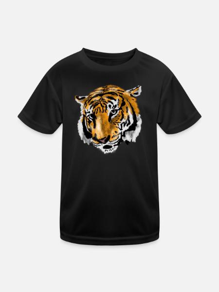Tiger - Kinder Funktions-T-Shirt - Schwarz - Vorne