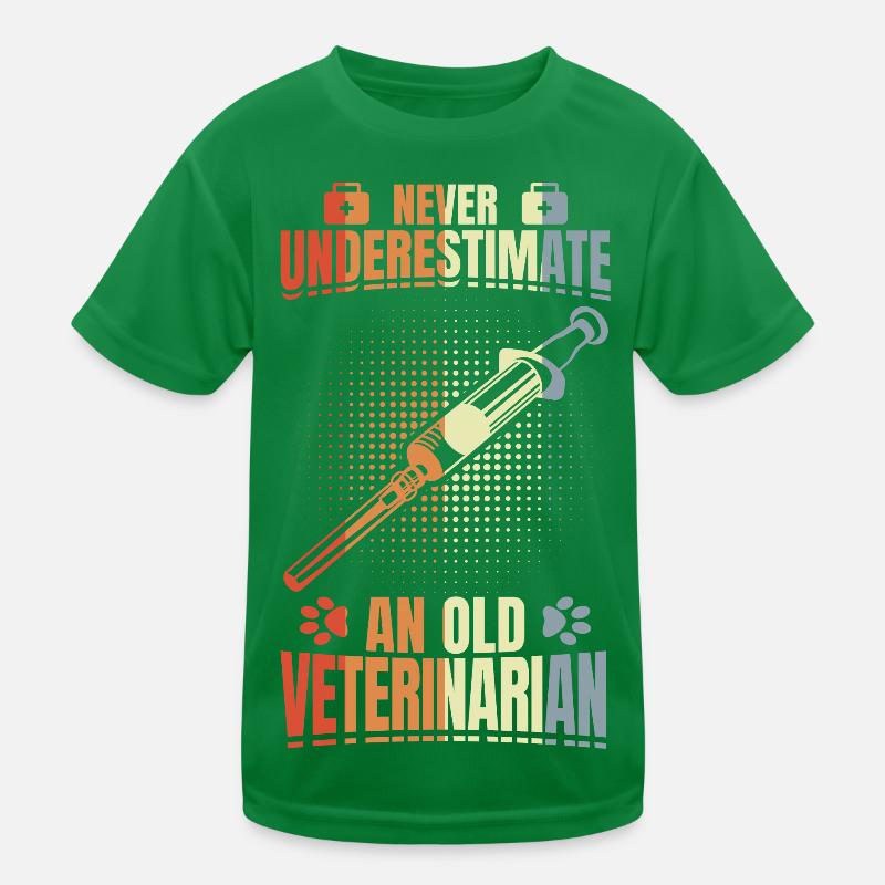 Unterschätze nie einen alten Tierarzt Kinder Funktions-T-Shirt
