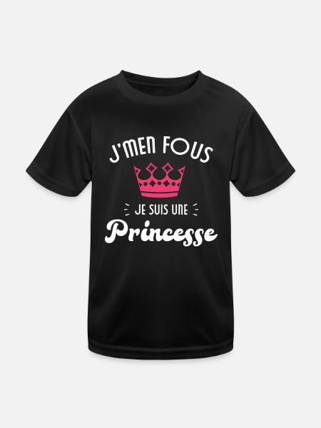 Je m'en fou je suis une princesse - T-shirt sport Enfant - noir - Devant