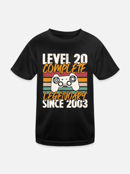 Birthday Gift, Level 20 Complete 2003 - Kids Functional T-Shirt - black - Front