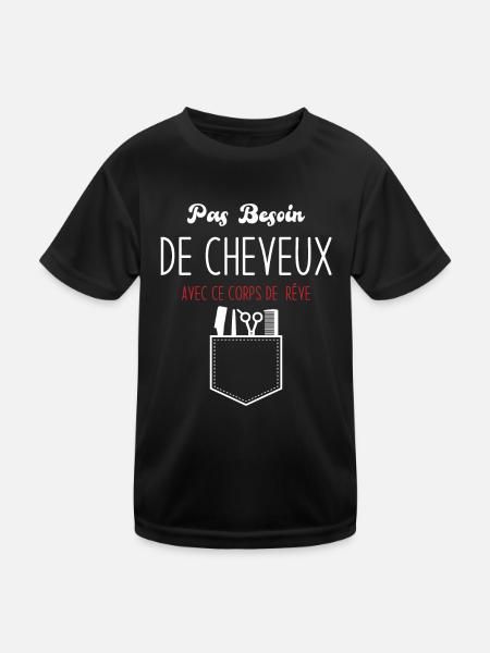 Pas Besoin de Cheveux avec ce corps de rêve - T-shirt sport Enfant - noir - Devant