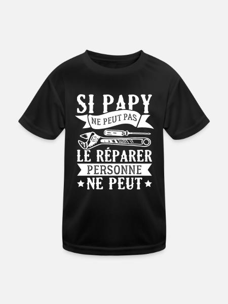 si papy ne peut pas le réparer, personne ne peut - T-shirt sport Enfant - noir - Devant