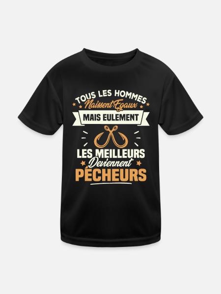 Les meilleurs hommes deviennent Pêcheurs - T-shirt sport Enfant - noir - Devant