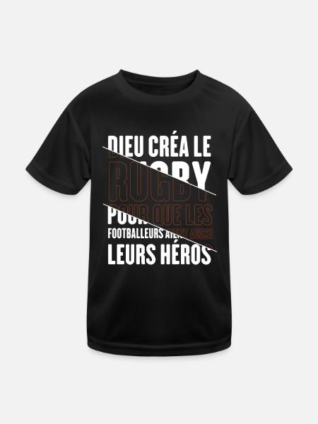 Dieu créa le rugby humour sport - T-shirt sport Enfant - noir - Devant