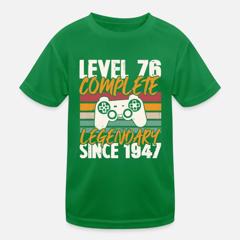 Geburtstagsgeschenk, Level 76 Complete 1947 Kinder Funktions-T-Shirt