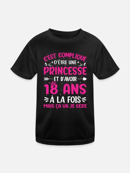 Une princesse et d'avoir 18 ans - T-shirt sport Enfant - noir - Devant