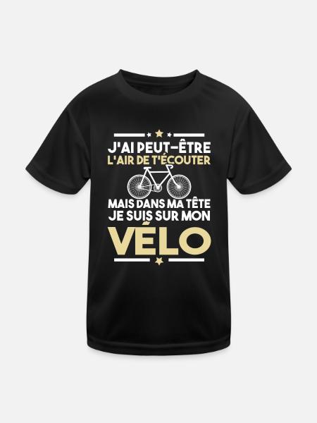 Dans ma tête je fais du vélo - humour vélo - T-shirt sport Enfant - noir - Devant