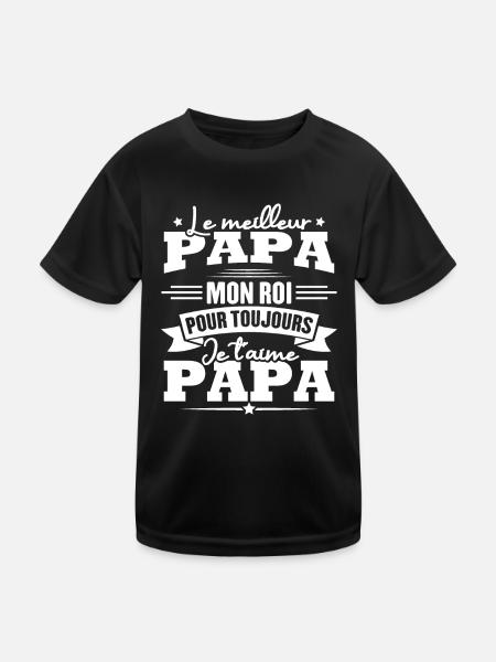 Le meilleur papa mon roi, je t'aime papa - T-shirt sport Enfant - noir - Devant