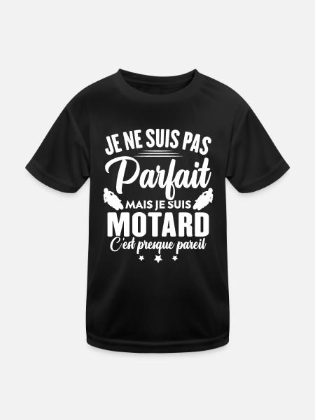 Je ne suis pas parfait mais je suis motard - T-shirt sport Enfant - noir - Devant