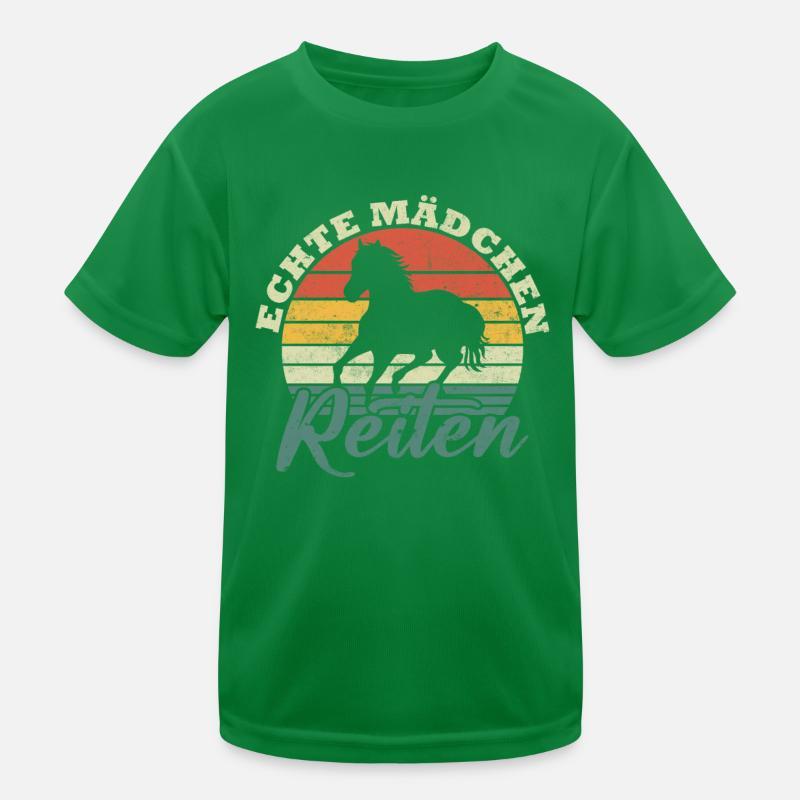 Echte mädchen reiten Kinder Funktions-T-Shirt