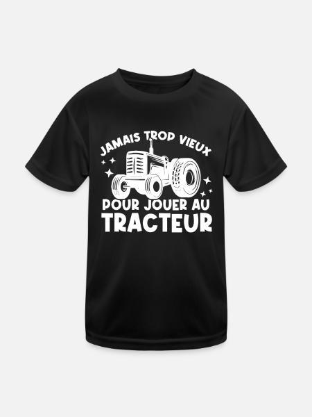 Jamais trop vieux pour jouer au tracteur - T-shirt sport Enfant - noir - Devant