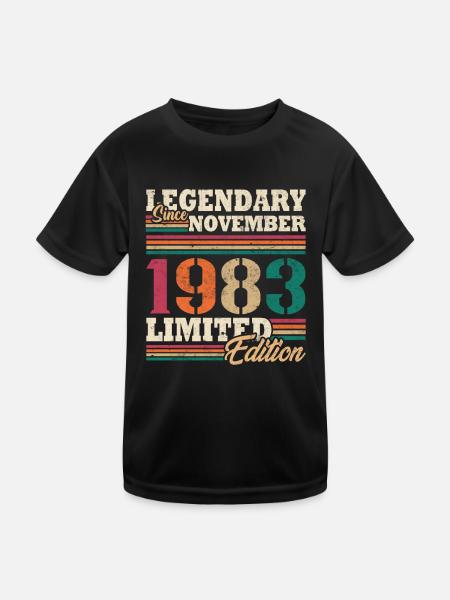 Vintage 1983 Novembre Vintage Anniversaire Rétro - T-shirt sport Enfant - noir - Devant
