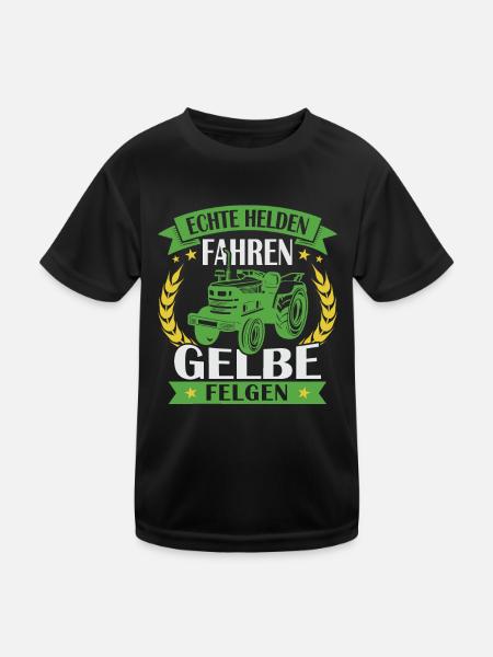 Echte helden fahren gelbe felgen - Kinder Funktions-T-Shirt - Schwarz - Vorne