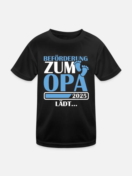 Beförderung zum Opa 2025 - Kinder Funktions-T-Shirt - Schwarz - Vorne