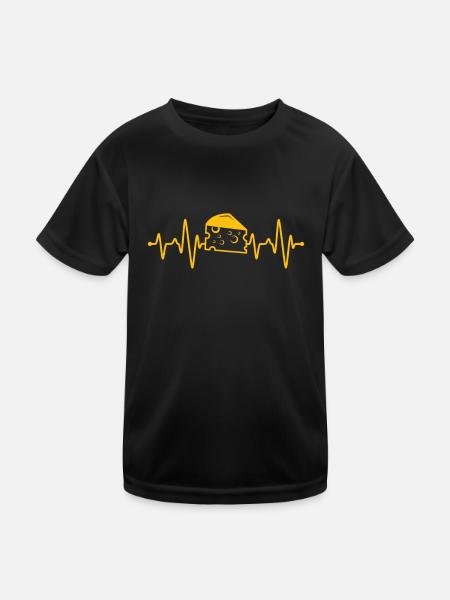 Käse Herzschlag - Kinder Funktions-T-Shirt - Schwarz