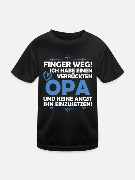 Ich habe einen verrückten Opa - Kinder Funktions-T-Shirt - Schwarz