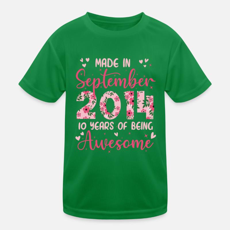 Septembre 2014 Anniversaire 10 Ans Pour fille T-shirt sport Enfant