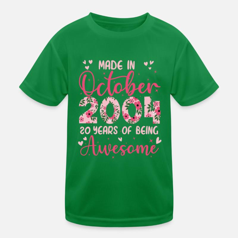 Oktober 2004 20. Geburtstag der Mädchen Kinder Funktions-T-Shirt