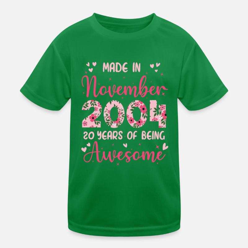 November 2004 20. Geburtstag der Mädchen Kinder Funktions-T-Shirt