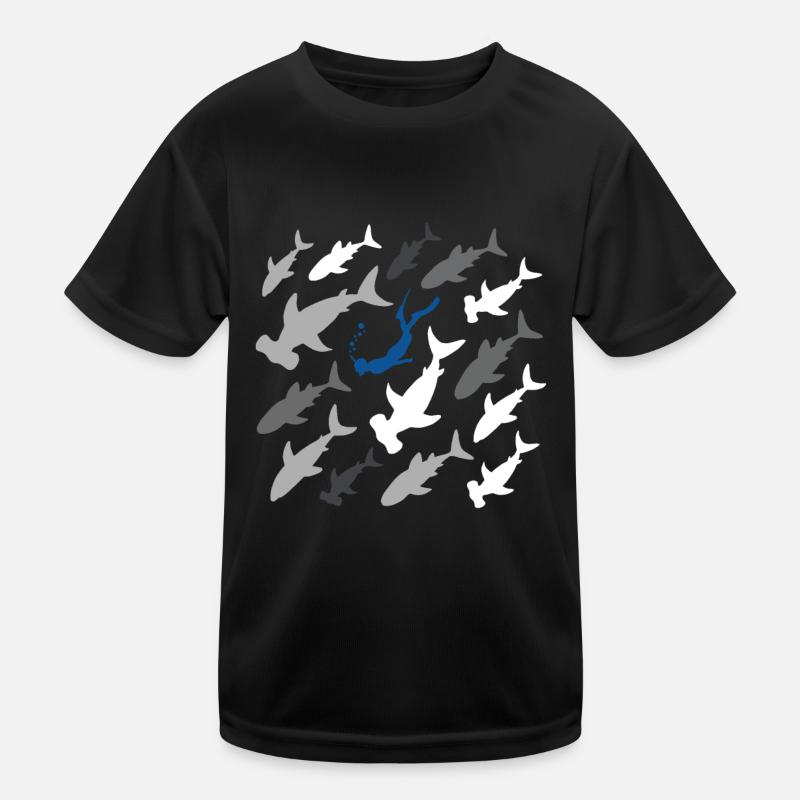 Requins avec plongeur Apnée Plongée Immersion Cadeau T-shirt sport Enfant
