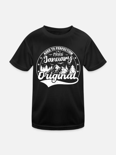 Janvier 1986 Cadeau d’anniversaire Janvier 1986 - T-shirt sport Enfant - noir - Devant