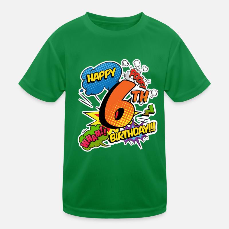6. Geburtstag Junge Comic-Stil Superhelden Kinder Funktions-T-Shirt
