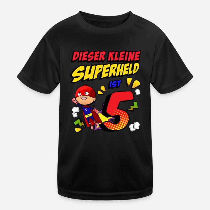 5. Geburtstag Junge Comic-Stil Kleine Superheld Kinder Funktions-T-Shirt