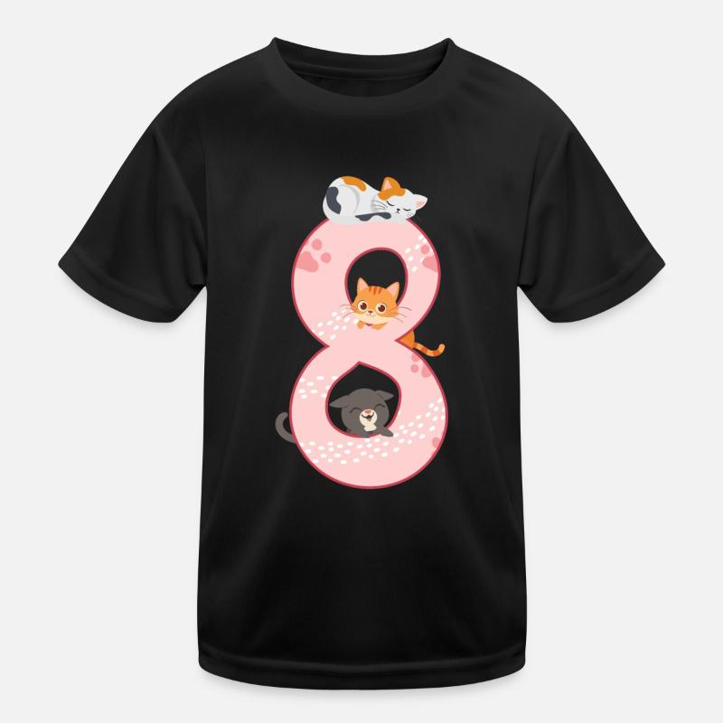 8. Geburtstag Mädchen Katze Kinder Funktions-T-Shirt