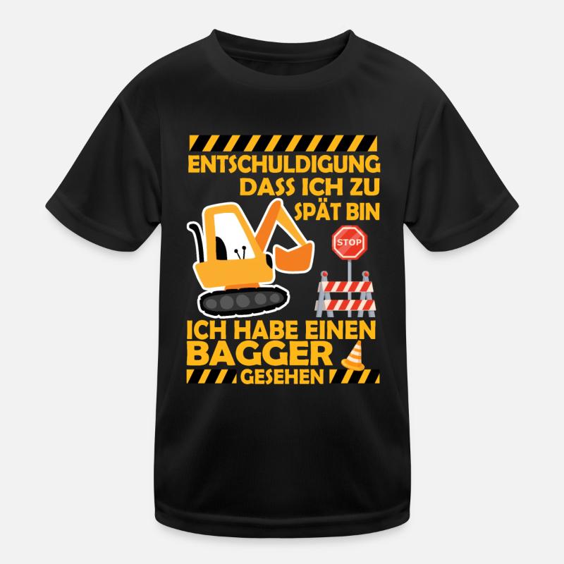 Ich habe einen Bagger gesehen Kinder Baustelle Kinder Funktions-T-Shirt