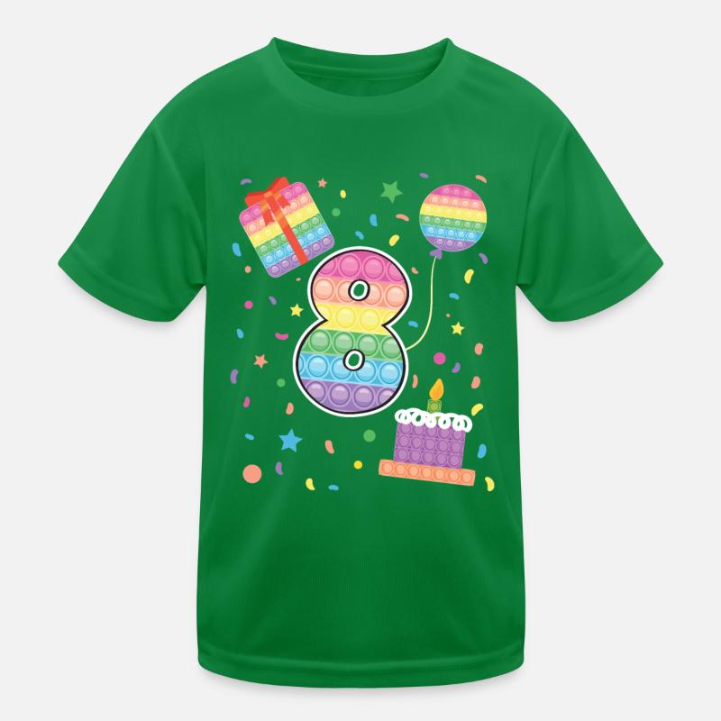 Pop It 8. Geburtstag Mädchen Jungen Fidget Kinder Funktions-T-Shirt