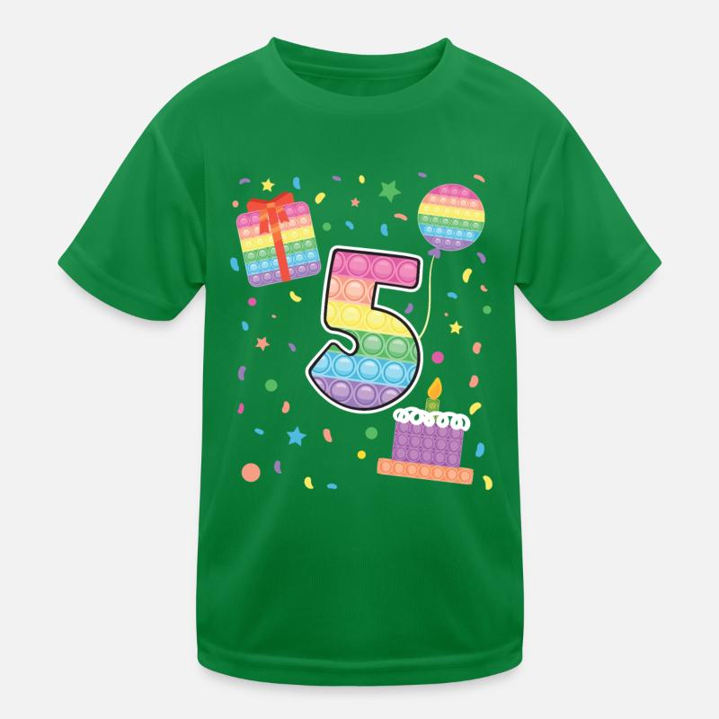 Pop It 5. Geburtstag Mädchen Jungen Fidget Kinder Funktions-T-Shirt