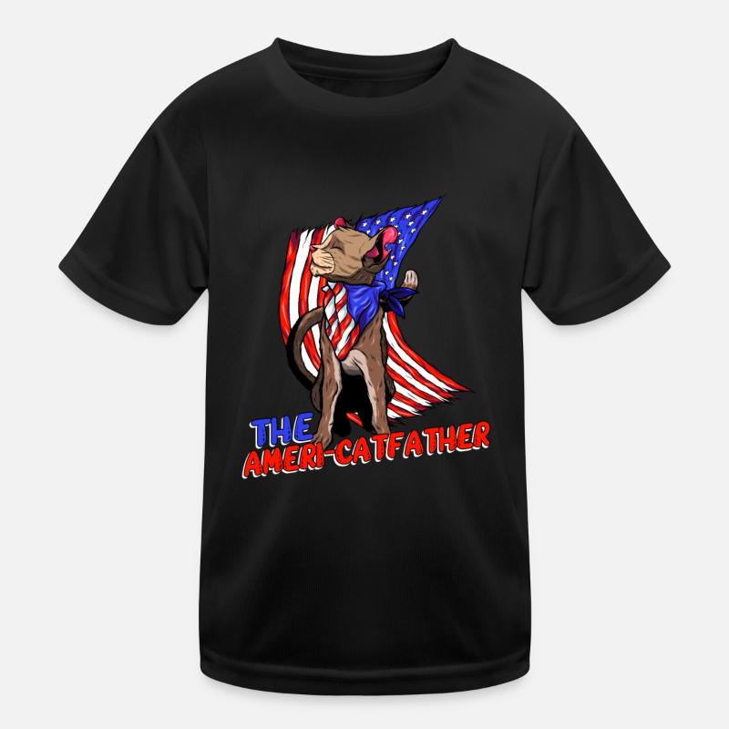 Ameri-catfather July 4 Independence Day Kids Functional T-Shirt