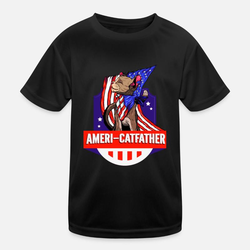Ameri-catfather July 4 Independence Day Kids Functional T-Shirt