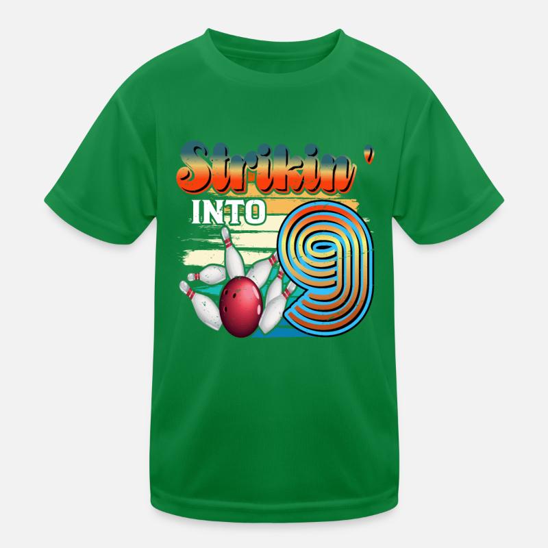 Strikin' Into 9 Bowling Bowler 9. Geburtstag Kinder Funktions-T-Shirt