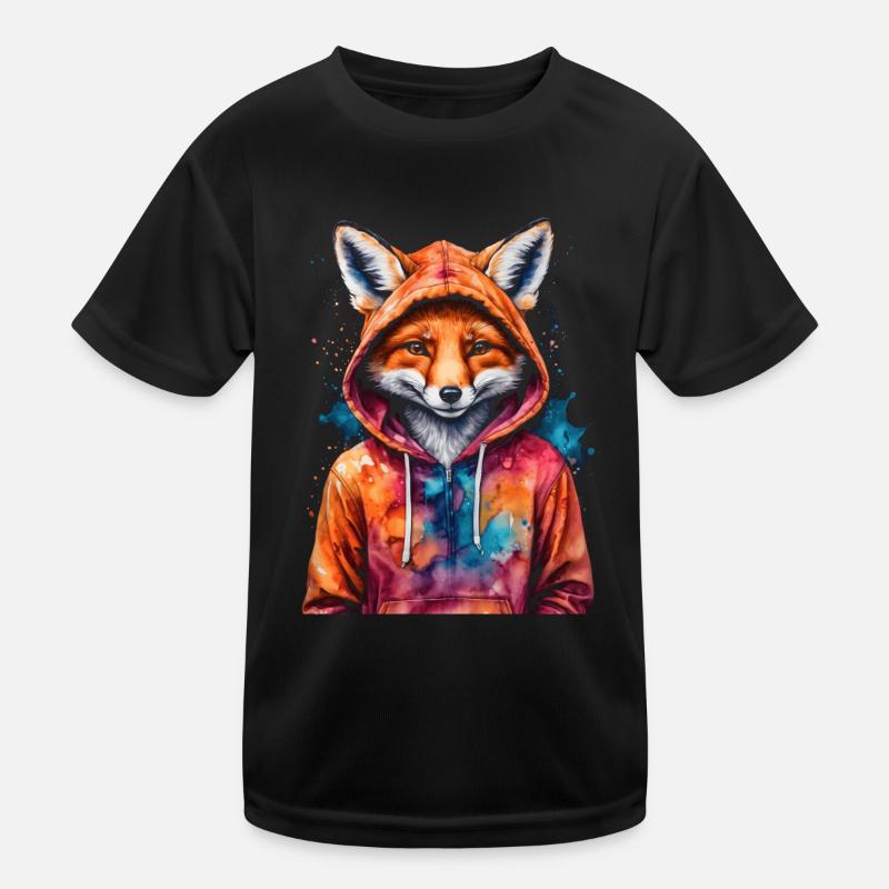Sweat à capuche Fox Imprimé de conception d’animaux drôles colorés T-shirt sport Enfant