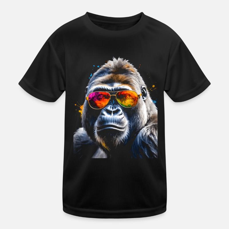 Gorilla Sonnenbrille Affe Bunt Tier Design Print Kinder Funktions-T-Shirt