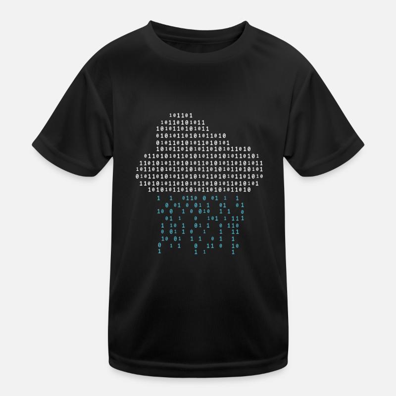 Binär Wolke Regen Nerd Gamer Gaming Programmierer Kinder Funktions-T-Shirt