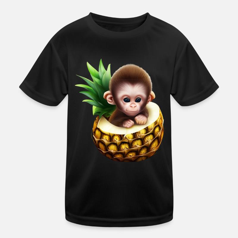 Kleiner Affe in einer Ananas Kinder Funktions-T-Shirt