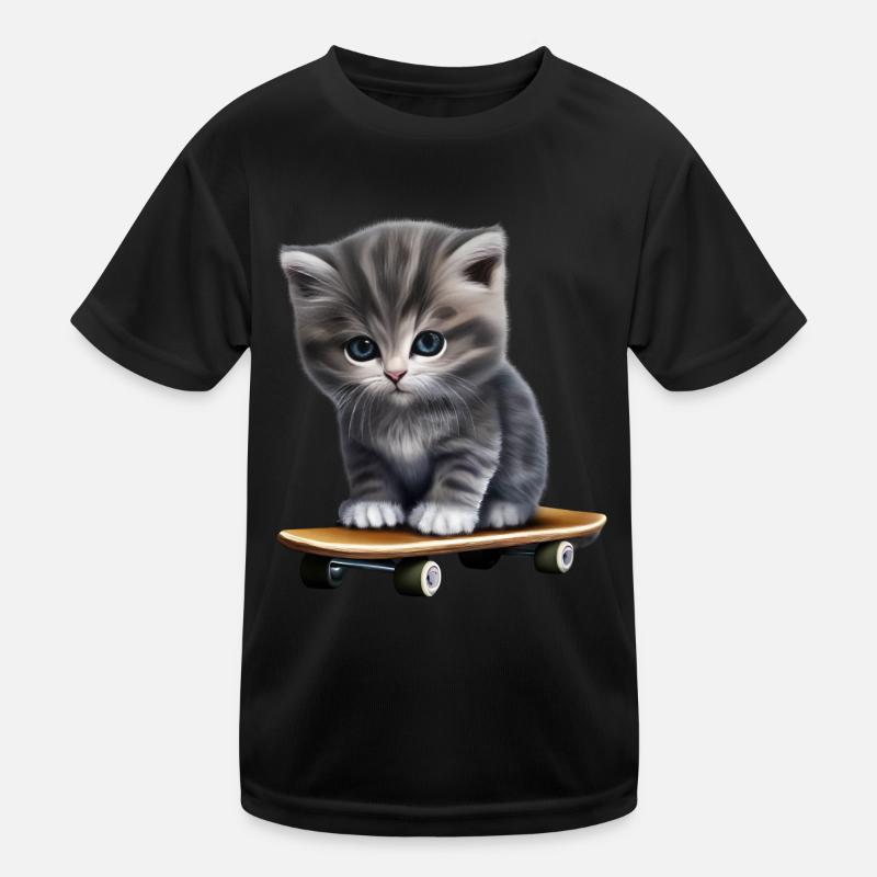 Chaton skateboard T-shirt sport Enfant