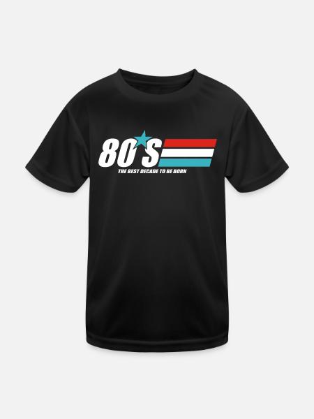 80er Jahre Jahrzehnt Grafik - Kinder Funktions-T-Shirt - Schwarz - Vorne