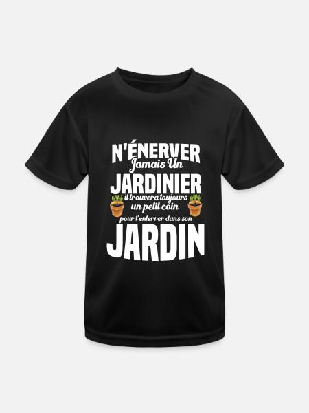 N'énerver Jamais Un Jardinier Cadeau Jardin Drôle - T-shirt sport Enfant - noir - Devant