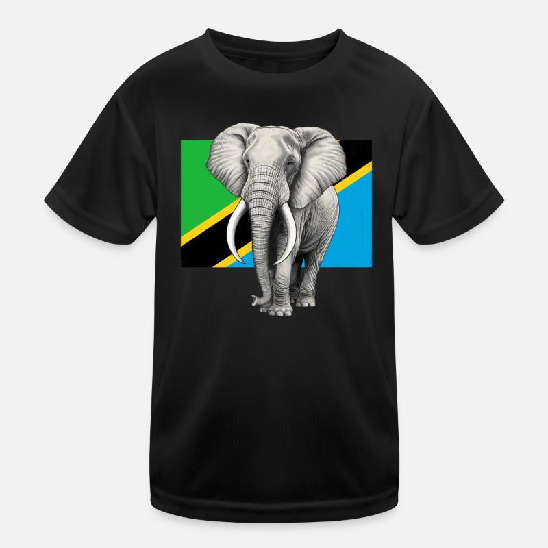 Drapeau éléphant de Tanzanie T-shirt sport Enfant