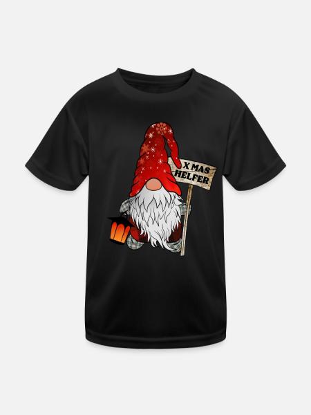 Helper Gnome Christmas Gnome - Kids Functional T-Shirt - black - Front