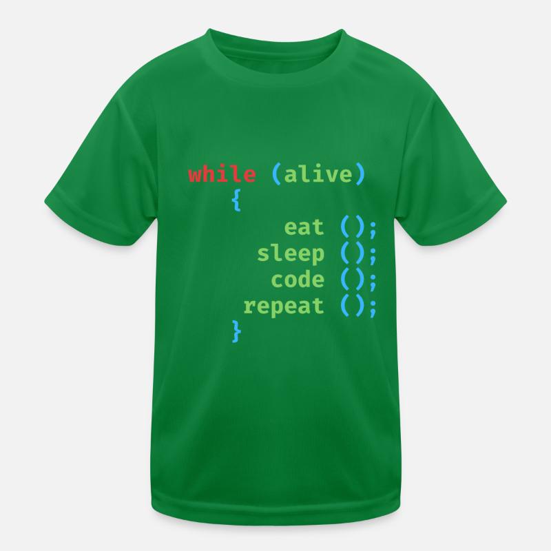 WHILE ALIVE EAT SLEEP CODE REPEAT Kids Functional T-Shirt