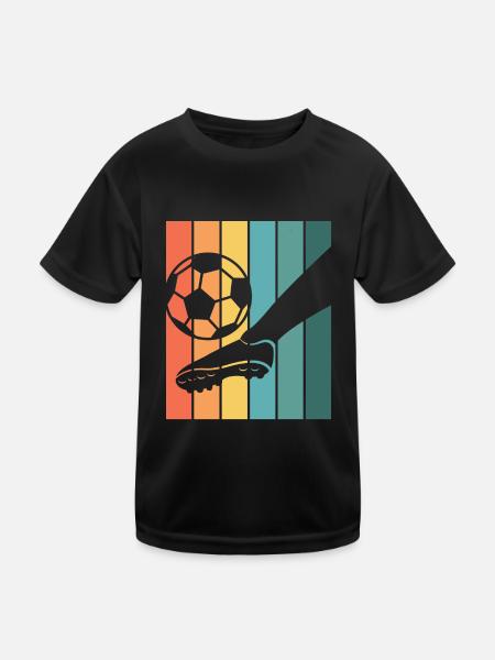 Retro Fußballer T-Shirt Fußballer Fußballer - Kinder Funktions-T-Shirt - Schwarz - Vorne