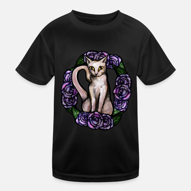White Cat Purple Rose Kids Functional T-Shirt