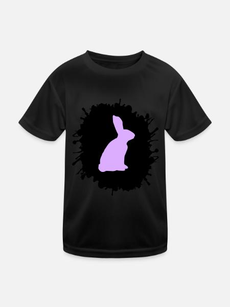 splatter hase - Kinder Funktions-T-Shirt - Schwarz - Vorne