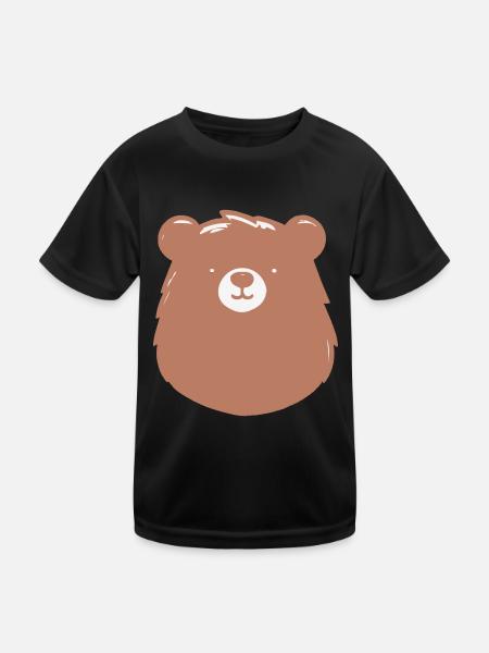 Einfacher gehaltener Bär im flachen Stiel - Kinder Funktions-T-Shirt - Schwarz - Vorne