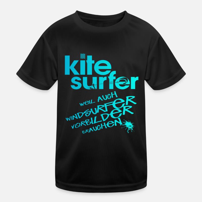 Kitesurfer vs Windsurfer - Kinder Funktions-T-Shirt - Schwarz